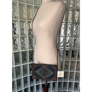 Mary Frances World Charm Crossbody Bag with Intricate Beading Design